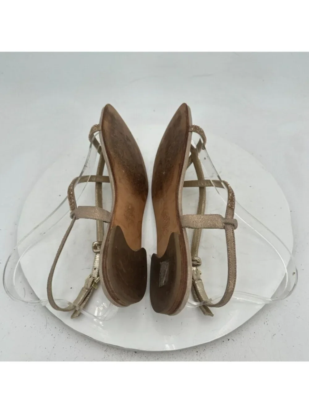 Kennel & Schmenger Womens Size 5 Gold Strappy Metallic Sling Back Flat Sandal